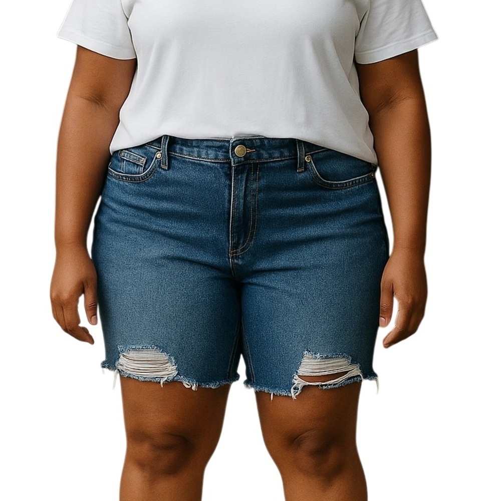Torrid Mid-Rise Bermuda Shorts Blue